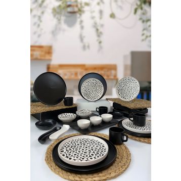 Keramika Stackable Siyah Beyaz 23 Parça 4 Kişilik Kahvaltı Takımı