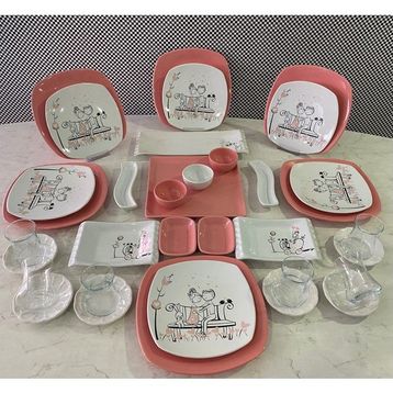 Keramika Tatlı Düş Pembe 35 Parça Kahvaltı Takımı