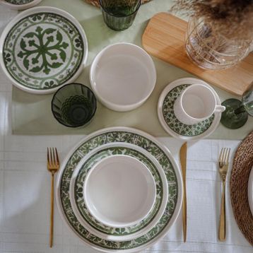 Keramika Timeless Green Stackable 20 Parça 4 Kişilik Yemek Takımı