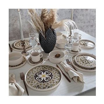 Keramika Timeless Stackable Brown 20 Parça 4 Kişilik Kahvaltı Takımı