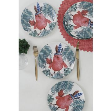 Keramika Tropik Baykuş 21 cm 6 Adet Pasta Tabağı