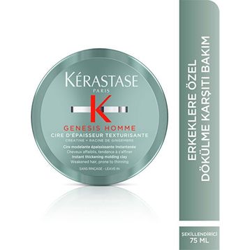 Kerastase 75 ml Cire d' Epaisseur Texturisante Genesis Homme Erkeklere Özel İnce Telli Zayıf Saçlar İçin Anında Kalınlaştırıcı Mat Kil Wax