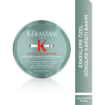 Kerastase 75 ml Cire d' Epaisseur Texturisante Genesis Homme Erkeklere Özel İnce Telli Zayıf Saçlar İçin Anında Kalınlaştırıcı Mat Kil Wax