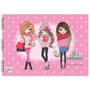 Keskin Color 25x35 cm 15 Yaprak Spiralli Best Friends Resim Defteri