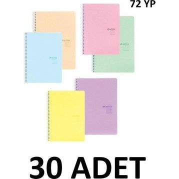 Keskin Color 30 Adet A4 Pastel Show Spiralli 72 Yaprak Kareli Defter