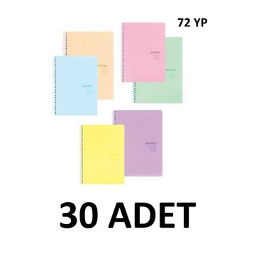 Keskin Color 30 Adet A4 Pastel Show Spiralli 72 Yaprak Kareli Defter