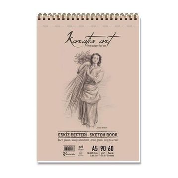 Keskin Color 481001-99 Karatis Art 90 gr A5 60 Yaprak Spiralli Eskiz Blok Defter