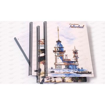 Keskin Color A4 Plastik Kapak Spiralli Ancient İstanbul Çizgili 80 Yaprak Defter
