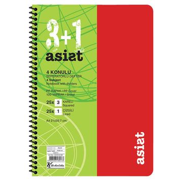 Keskin Color Asist 3+1 100 Yp PP Kapak Defter