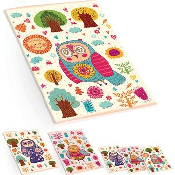 Keskin Color Baykuş Desenli Plastik Kapak A4 60 Yaprak Kareli Defter