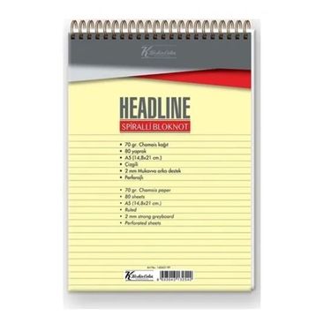 Keskin Color Headline A5 Üstten Spiralli 80YP Çizgili Bloknot Defter