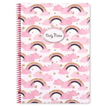 Keskin Color Princess Gökkuşağı Spiralli Karton Kapak 80 Yaprak A4 Kareli Defter