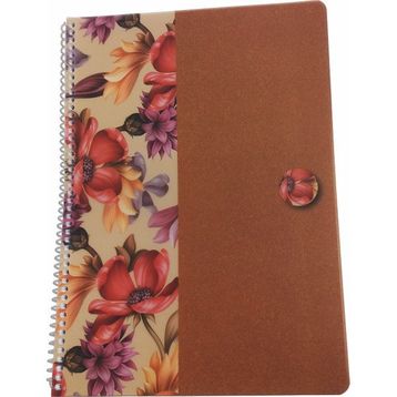 Keskin Color Uni Flowers A4 100 Yaprak Kareli Plastik Kapak Çiçek Kahverengi Spiralli Defter