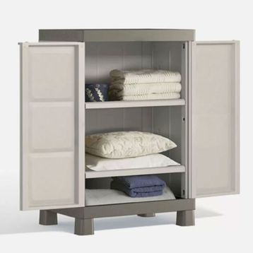 Keter 65x45x97 cm Bej Excellence Kısa 2 Raflı Plastik Dolap