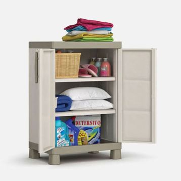 Keter 65x45x97 cm Bej Excellence Kısa 2 Raflı Plastik Dolap