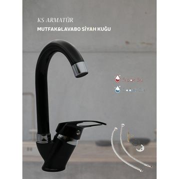 Kevser Siyah Sarı Kuğ Lavabo Bataryası