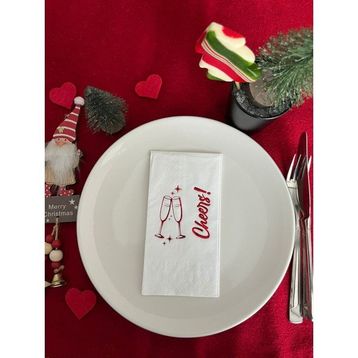 Kidspartim 16'lı Kırmızı Yaldızlı Beyaz Yılbaşı Cheers Peçete