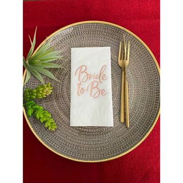 Kidspartim 16'lı Rose Gold Yaldızlı Beyaz Bride To Be Peçete