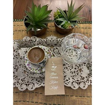 Kidspartim 6x12 cm Gümüş Yaldızlı Kraft İftar Sonrası Kahve Keyfi Peçete