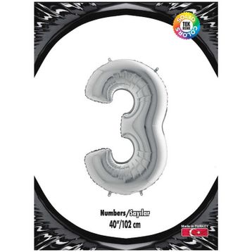Kikajoy 3 Rakam Gümüş Folyo Balon