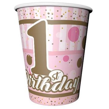 Kikajoy Balonlar 1 Yaş Pembe Karton Bardak