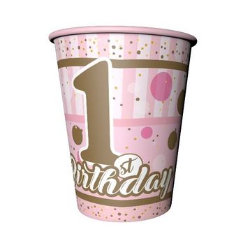 Kikajoy Balonlar 1 Yaş Pembe Karton Bardak