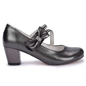 Kiko 750 Platin Vakko 4 cm Topuk Günlük Kız Çocuk Babet
