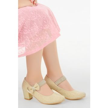 Kiko 752 Altın Çupra 4 cm Topuk Günlük Kız Çocuk Babet