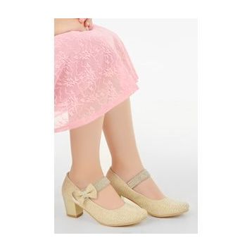 Kiko 752 Altın Vakko 4 cm Topuk Günlük Kız Çocuk Babet