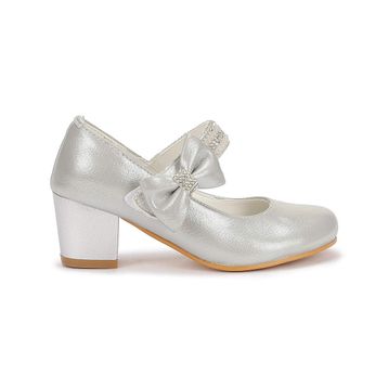 Kiko 752 Gümüş Vakko 4 cm Topuk Günlük Kız Çocuk Babet