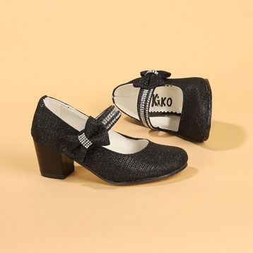 Kiko 752 Siyah Çupra 4 cm Topuk Günlük Kız Çocuk Babet