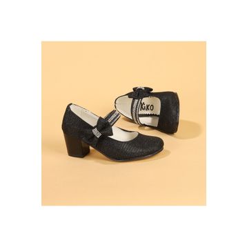 Kiko 752 Siyah Çupra 4 cm Topuk Günlük Kız Çocuk Babet