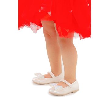 Kiko Ege 200 Cilt Sedef Kids Cırtlı Fiyonklu Kız Çocuk Babet Ayakkabı