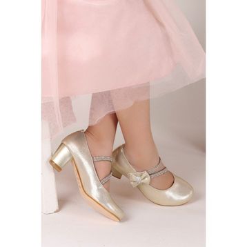 Kiko Kids Kiko 750 Altın Vakko Günlük 4 cm Topuk Kız Çocuk Babet