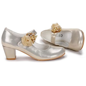 Kiko Kids Kiko 751 Altın Vakko 4 cm Topuk Günlük Kız Çocuk Babet