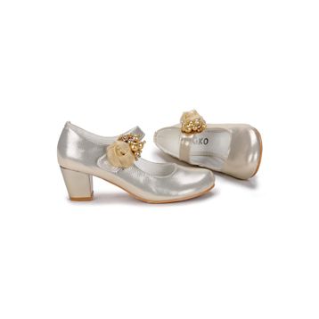 Kiko Kids Kiko 751 Altın Vakko 4 cm Topuk Günlük Kız Çocuk Babet