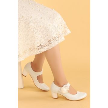 Kiko Kids Kiko 751 Pudra Simli 4 cm Topuk Günlük Kız Çocuk Babet