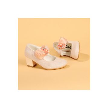 Kiko Kids Kiko 751 Pudra Simli 4 cm Topuk Günlük Kız Çocuk Babet