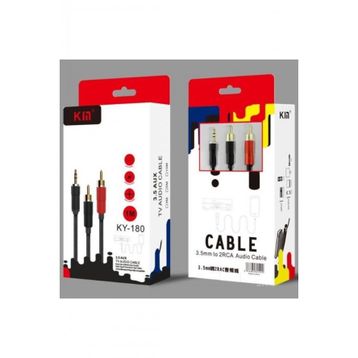 Kın KY-180 3.5 to 2 RCA 1 m Standart Ses Kablo