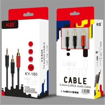 Kın KY-180 3.5 to 2 RCA 1 m Standart Ses Kablo