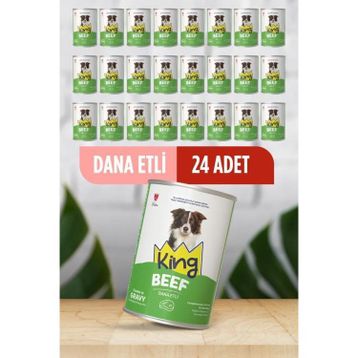 King Sos İçerisinde Et Parçacıklı Dana Etli 24x400 gr Köpek Konservesi
