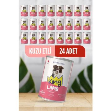 King Sos İçerisinde Et Parçacıklı Kuzu Etli 24x400 gr Köpek Konserve Maması