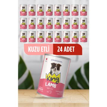 King Sos İçerisinde Et Parçacıklı Kuzu Etli 24x400 gr Köpek Konserve Maması