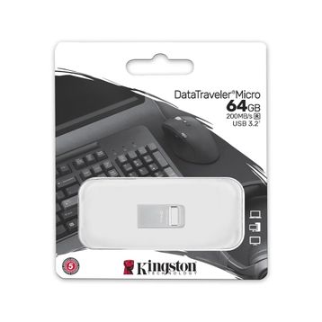 Kingston 64GB DataTraveler Micro DTMC3G2 64GB 200MB/S Metal USB 3.2 Gen 1 USB Flash Bellek