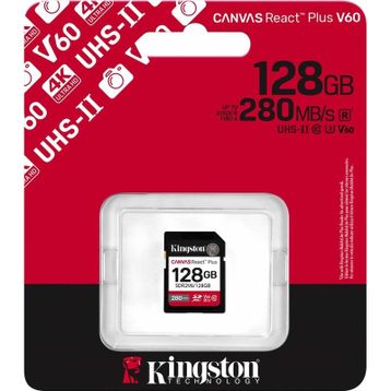 Kingston Canvas React Plus SDR2V6/128GB Class 10 UHS-II U3 V60 128 GB Hafıza Kartı