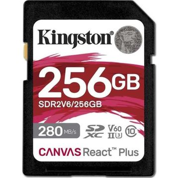 Kingston Canvas React Plus SDR2V6/256GB Class 10 UHS-II U3 V60 256 GB Hafıza Kartı