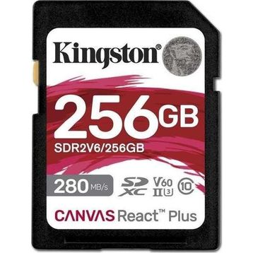 Kingston Canvas React Plus SDR2V6/256GB Class 10 UHS-II U3 V60 256 GB Hafıza Kartı