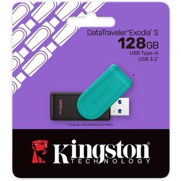 Kingston DTXS-128GB 128 GB Portable USB 3.2 GeN1 Datatraveler Exodias Black Turquoise Flash Bellek