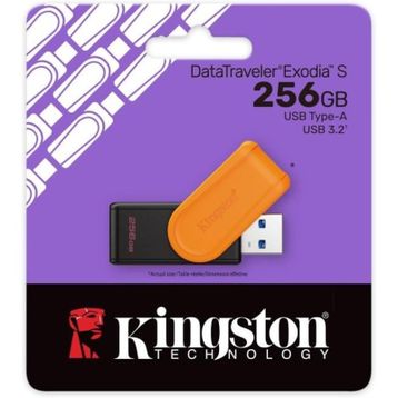 Kingston DTXS-256GB 256 GB Portable USB 3.2 GeN1 Datatraveler Exodias Black Orange Flash Bellek