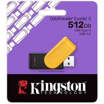 Kingston DTXS-512GB 512 GB Portable USB 3.2 GeN1 Datatraveler Exodias Black Yellow Flash Bellek